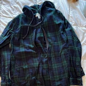 women’s L.L. Bean hooded flannel jacket.